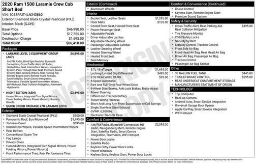 Diamond Black Crystal Pearlcoat 2020 RAM 1500 Laramie