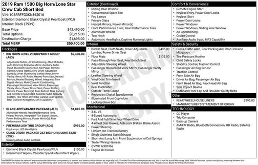 2019 RAM 1500 Big Horn