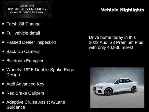 2022 Audi S3 Premium Plus TFSI quattro S tronic