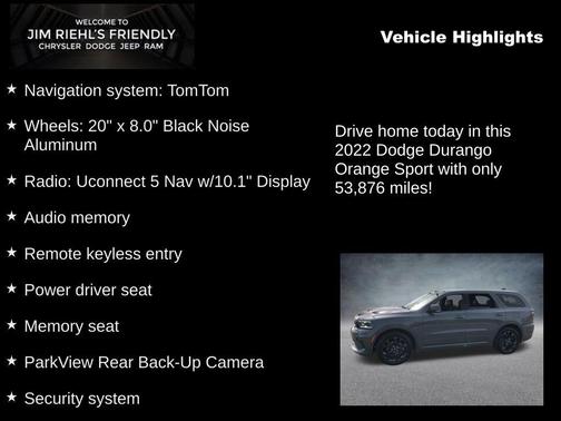 Destroyer Gray Clearcoat 2022 Dodge Durango Orange Sport AWD