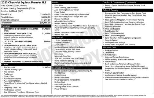 Sterling Gray Metallic 2023 Chevrolet Equinox Premier w/1LZ