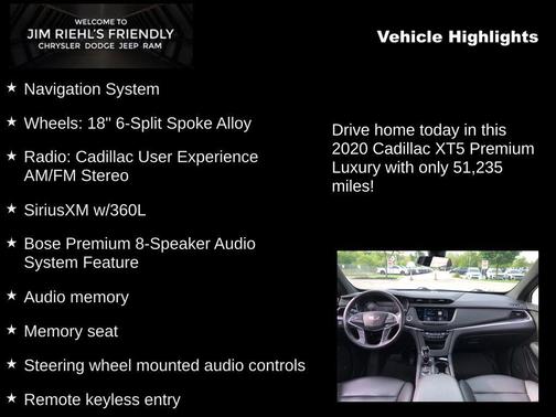 Stellar Black Metallic 2020 Cadillac XT5 Premium Luxury