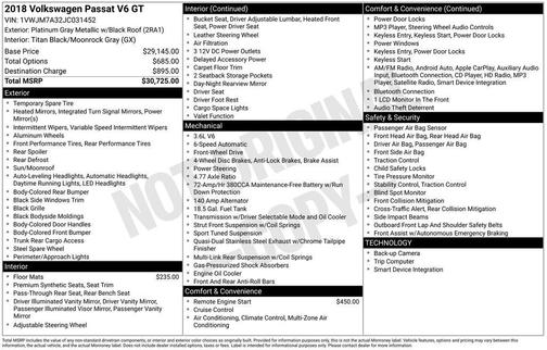 2018 Volkswagen Passat 3.6L V6 GT