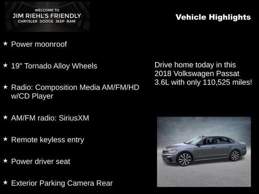 Platinum Gray Metallic 2018 Volkswagen Passat 3.6L V6 GT