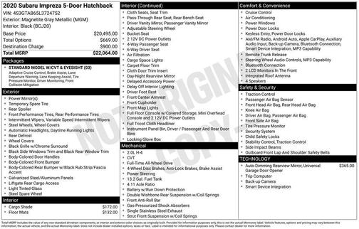 Magnetite Gray Metallic 2020 Subaru Impreza 5-Door