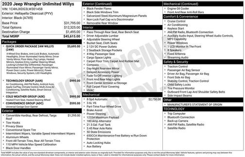 Hellayella Clearcoat 2020 Jeep Wrangler Unlimited Willys 4x4