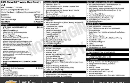 2026 Chevrolet Traverse High Country