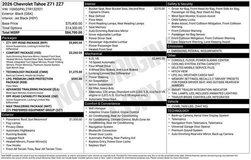 2026 Chevrolet Tahoe 4WD Z71