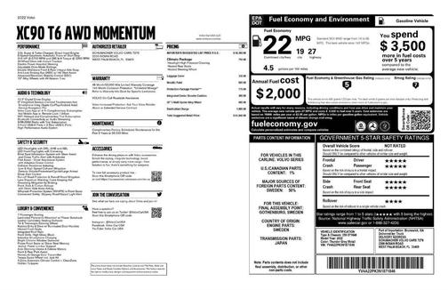 2022 Volvo XC90 T6 Momentum 7 Passenger