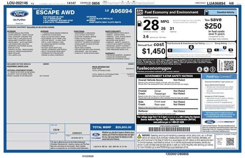 Agate Black 2020 Ford Escape SE