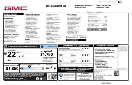 Satin Steel Metallic 2021 GMC Acadia SLT