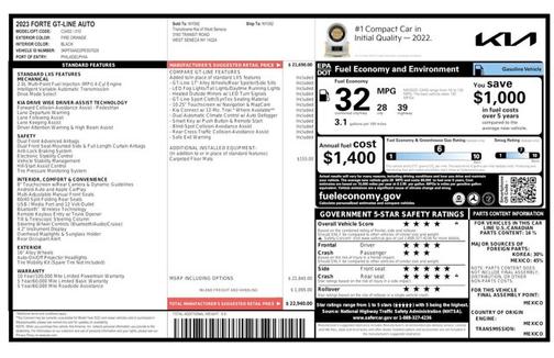 Fire Orange 2023 Kia Forte GT-Line