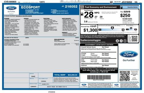 Lightning Blue 2018 Ford EcoSport SE