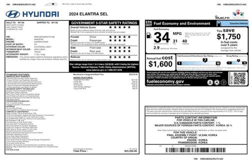 Ecotronic Gray 2024 Hyundai ELANTRA SEL