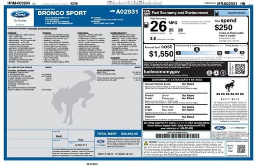 Carbonized Gray Metallic 2021 Ford Bronco Sport Outer Banks