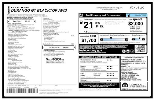 DB Black Clearcoat 2022 Dodge Durango GT