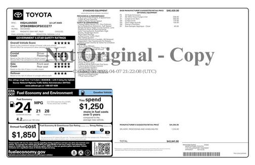 Magnetic Gray Metallic 2023 Toyota Highlander LE