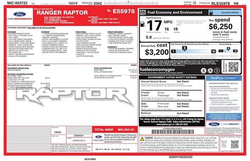 Azure Gray Metallic Tri-Coat 2024 Ford Ranger Raptor