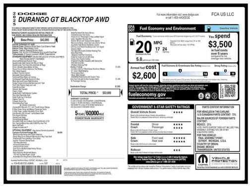 DB Black Clearcoat 2025 Dodge Durango GT Plus