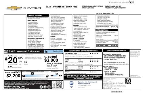 Black Cherry Metallic 2023 Chevrolet Traverse LT Cloth