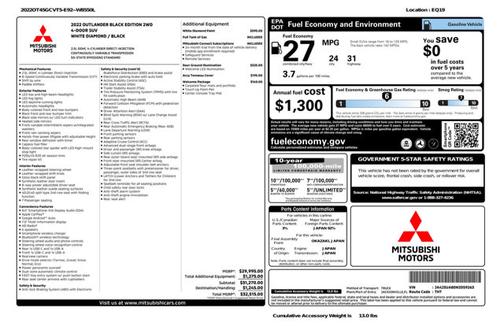 2022 Mitsubishi Outlander Black Edition