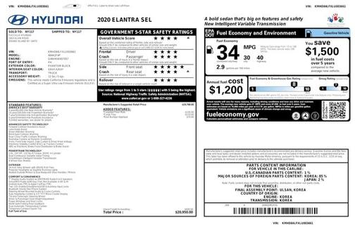 2020 Hyundai ELANTRA SEL