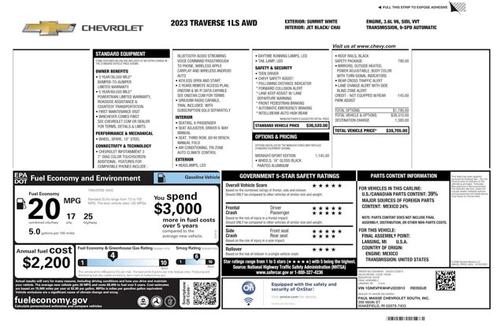 Summit White 2023 Chevrolet Traverse LS