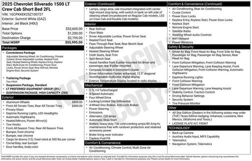 Summit White 2025 Chevrolet Silverado 1500 LT