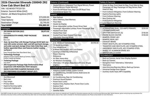 Summit White 2026 Chevrolet Silverado 2500 Crew Cab, Standard Bed, XR2, 4WD