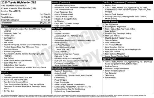 Celestial Silver Metallic 2020 Toyota Highlander XLE