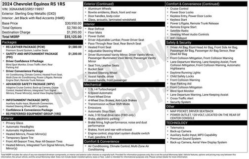 Sterling Gray Metallic 2024 Chevrolet Equinox RS
