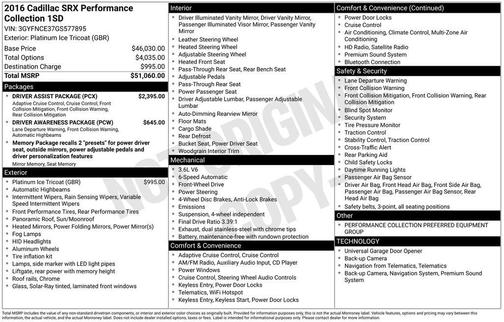 2016 Cadillac SRX Performance Collection