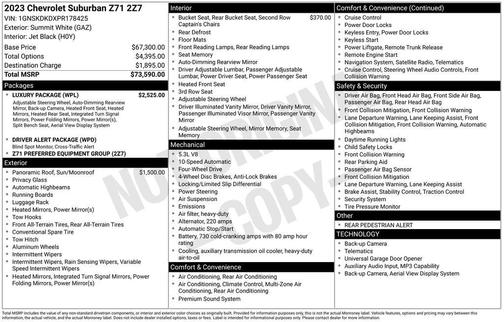 Summit White 2023 Chevrolet Suburban Z71