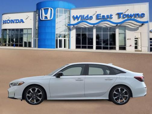 Platinum White Pearl 2025 Honda Civic Hybrid Sport Touring
