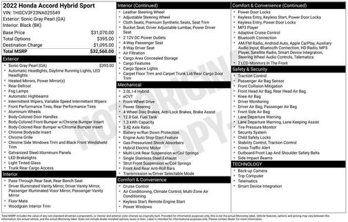2022 Honda Accord Hybrid Sport