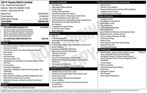Silver Sky Metallic 2019 Toyota RAV4 Limited