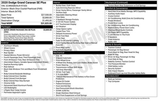 Black Onyx Crystal Pearlcoat 2020 Dodge Grand Caravan SE