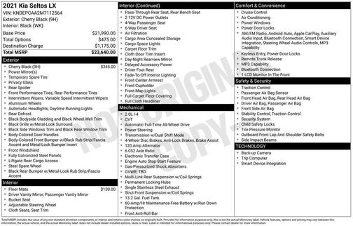 Cherry Black 2021 Kia Seltos LX