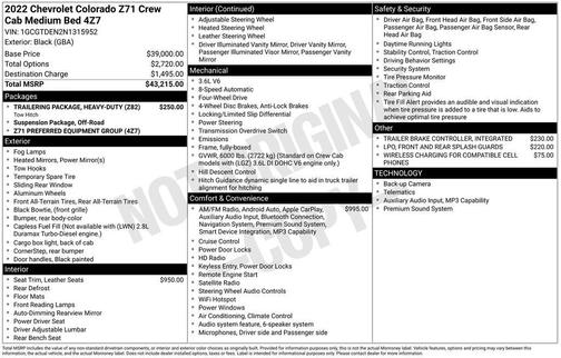 Black 2022 Chevrolet Colorado Z71