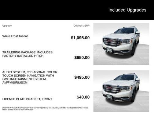 White Frost Tri-Coat 2019 GMC Acadia SLT-1