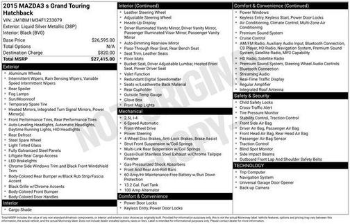 Liquid Silver Metallic 2015 Mazda Mazda3 s Grand Touring