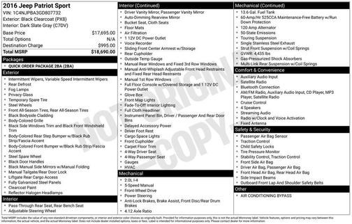 2016 Jeep Patriot Sport