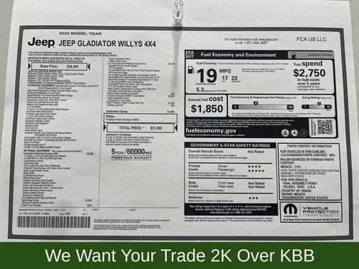 2022 Jeep Gladiator Willys 4x4