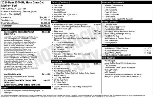 2026 RAM 2500 Big Horn Crew Cab 4x4 6'4' Box