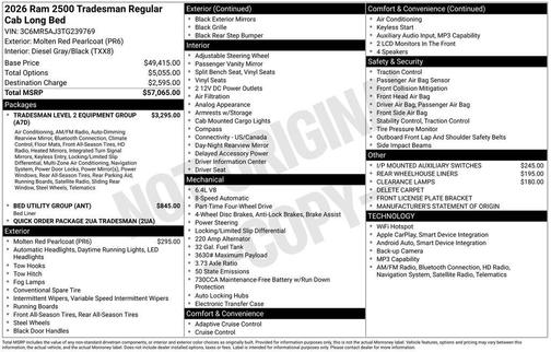 2026 RAM 2500 Tradesman Regular Cab 4x4 8' Box