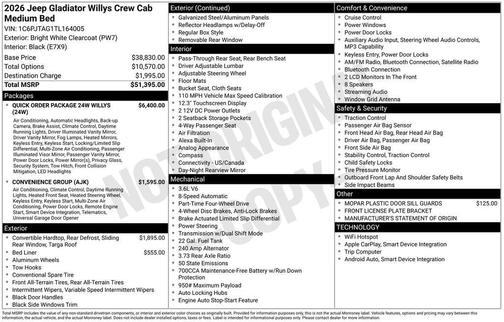 2026 Jeep Gladiator Willys 4x4