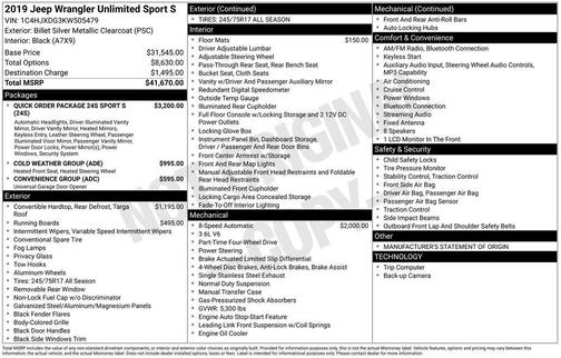 2019 Jeep Wrangler Unlimited Sport