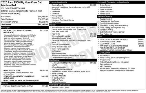 2026 RAM 2500 Big Horn Crew Cab 4x4 6'4' Box
