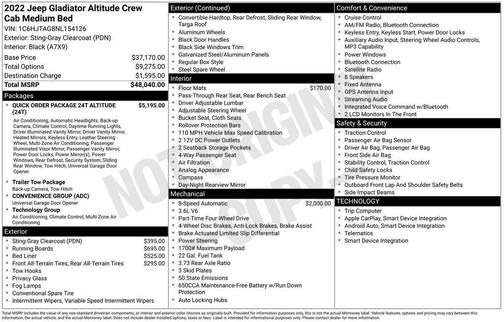Sting-Gray Clearcoat 2022 Jeep Gladiator Altitude 4x4