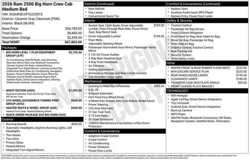 2026 RAM 2500 Big Horn Crew Cab 4x4 6'4' Box